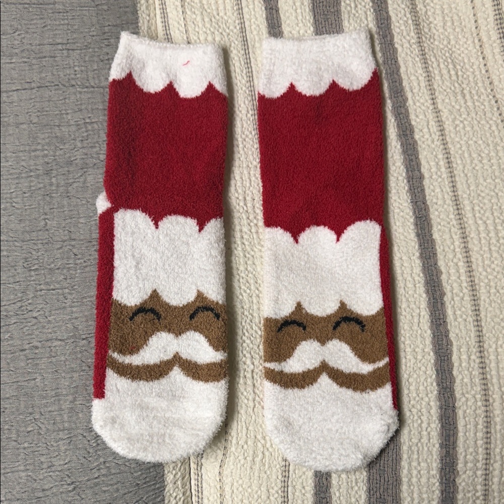 Festive Aloe Infused Fuzzy Santa Socks